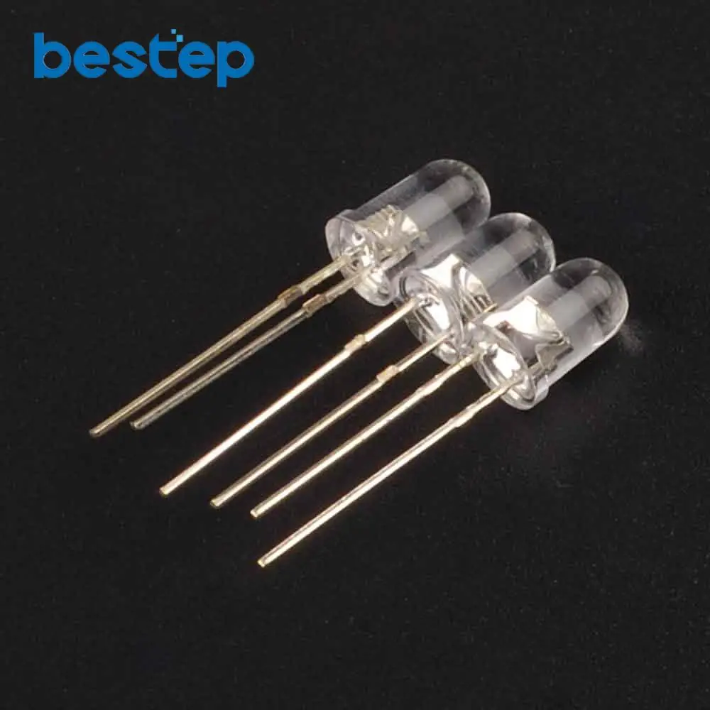 200PCS 5mm Ultra Bright Pure White LED Diode Round Water Clear Cool White Color 15000-18000MCD