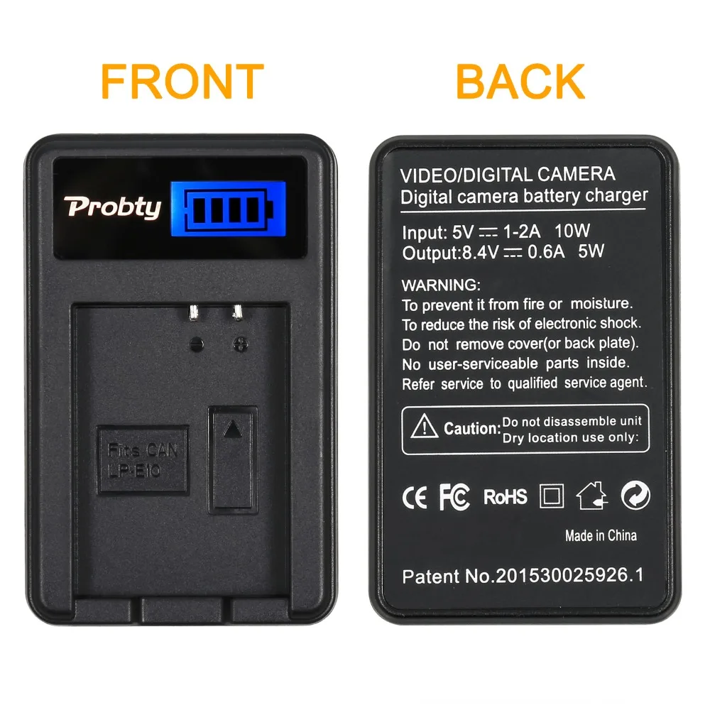 Probty LP-E10 LPE10 LP E10 LCD Battery Charger For Canon Camera 1100D Rebel T3 Kiss X50