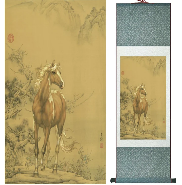 

Traditional Chinese art painting Horse art painting Silk scroll art painting Horse painting 042002