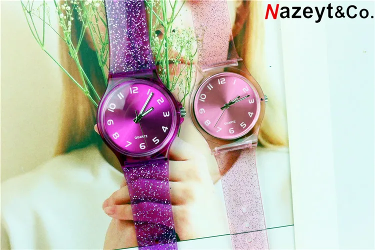 Dropshipping 2019 nova moda casal relógio mulher homem estudante glitter dial silicone relógio à prova dwaterproof água meninos meninas geléia presente relógio