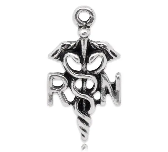 DoreenBeads Retail Silver Color RN(Registered )Caduceus Charm Pendants 11x20mm,sold per pack of 50