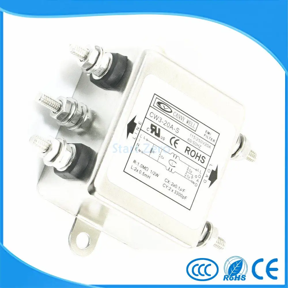 20A CW3-20A-S الضوضاء القامع الطاقة EMI تصفية التيار المتناوب 115/250 فولت