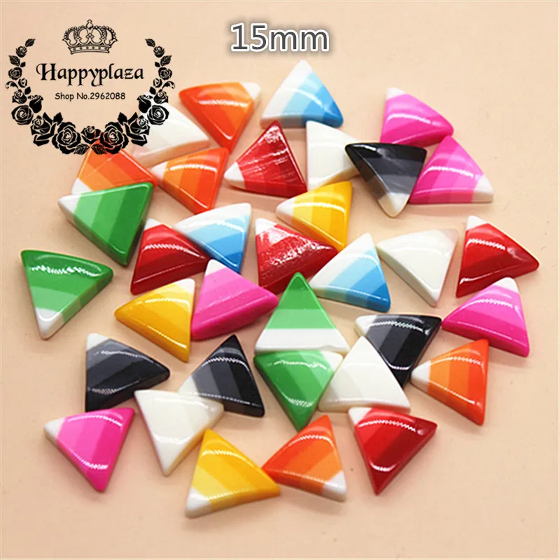 30pcs 15mm Mix Colors Resin Gradual-Color Strip Triangle Flatback Cabochon DIY Craft Scapbooking