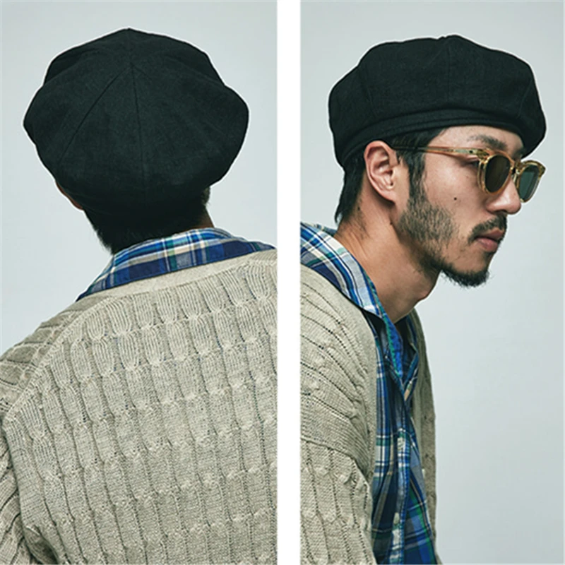 Spring Autumn Vintage Black  Artist Headwear Berets Men's Formal Wear Professional Casual Dualuse Cap Unisex Cotton Male Hat