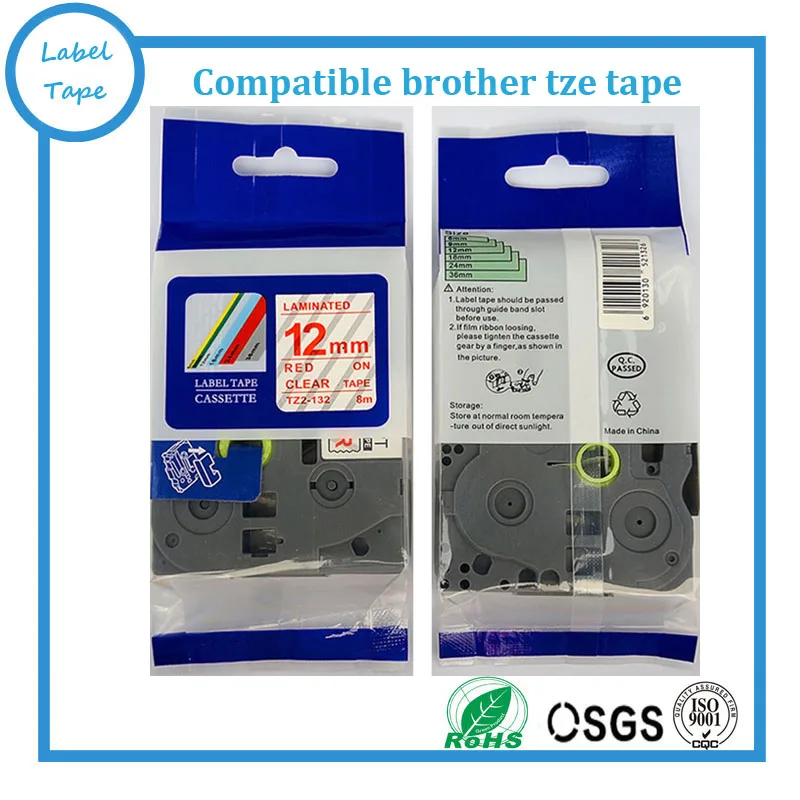 2pk/lot Compatibel brother 12mm tz tze tape TZ132 TZe132 TZe 132 TZ-132 TZ 132 p touch label tape