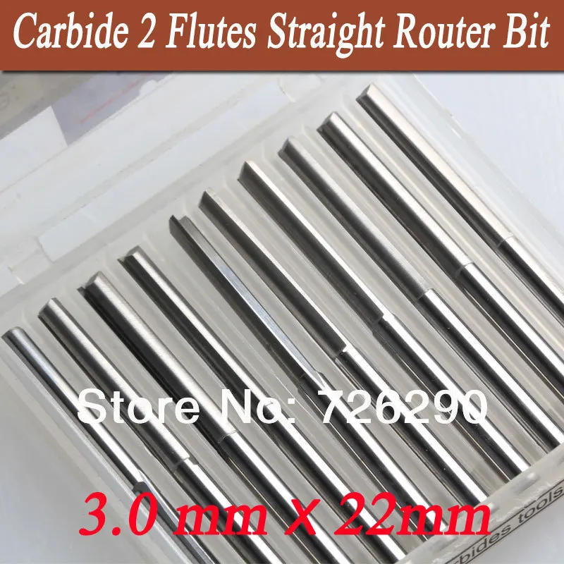 10pcs 3.175*3.0*22mm 2 Flute Straight Knife CNC Router Bits, cutters on wood, Carving Foam, Plywood, MDF,PVC