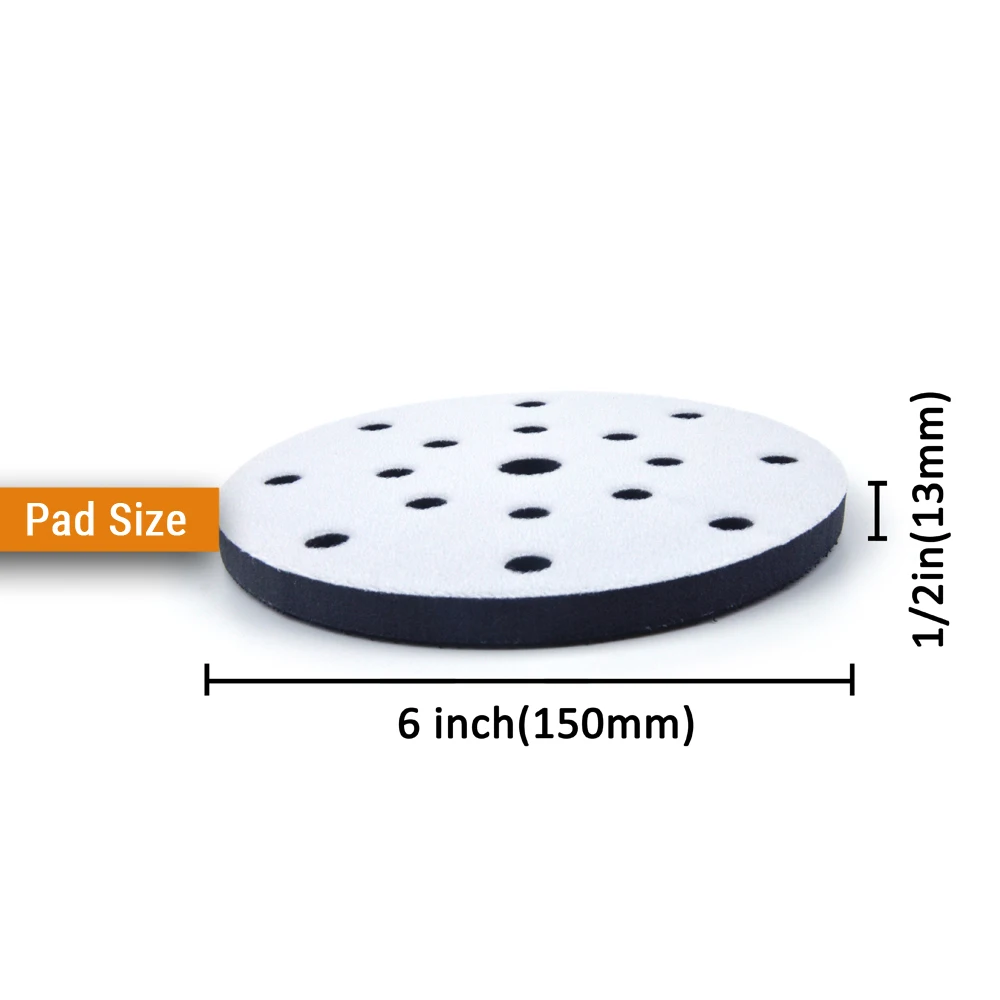 6 นิ้ว (150 มม.) 17-Hole Soft ฟองน้ำฝุ่น-ฟรีอินเทอร์เฟซสำหรับ 6 "Back-up Sanding Pads สำหรับ Power เครื่องมือไม่สม่ำเสมอขัดพื้นผิว