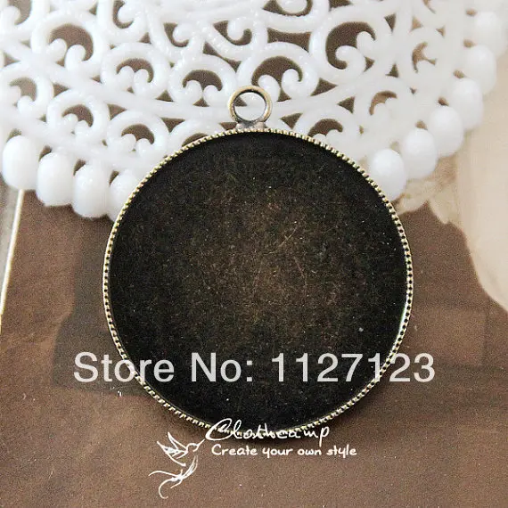 

free shipping !!50 Pcs 25mm High Quality Antique Bronze Plated Brass Cabochon Base frame Base with Loop