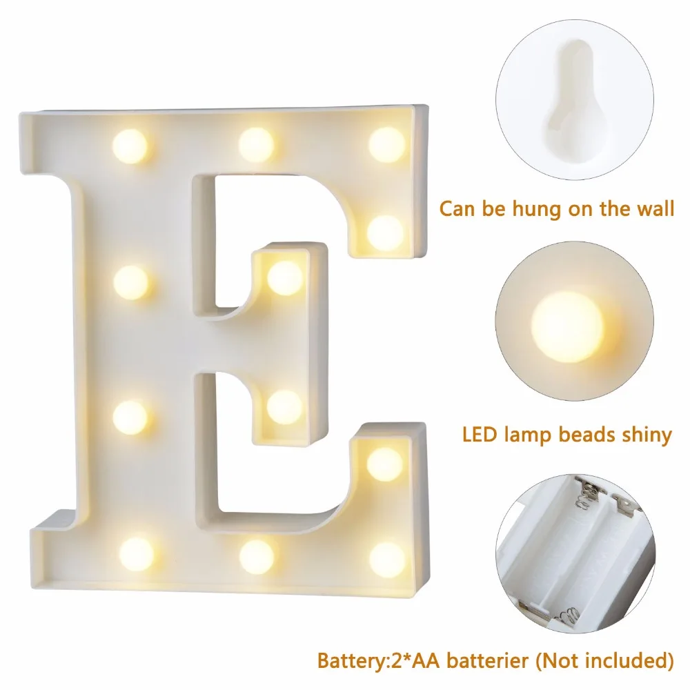 Luz de noche LED con letras de plástico blancas, letrero de marquesina, luces del alfabeto, lámpara para el hogar, Club, decoración de pared interior al aire libre, regalo del Día de San Valentín