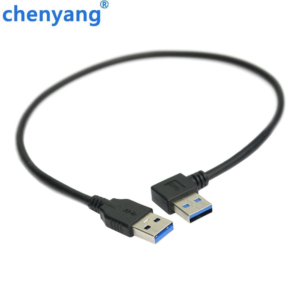 90 Degree Right Angled USB 3.0 USB3.0 A Type Male to Straight A Type Male Data Cable 40cm