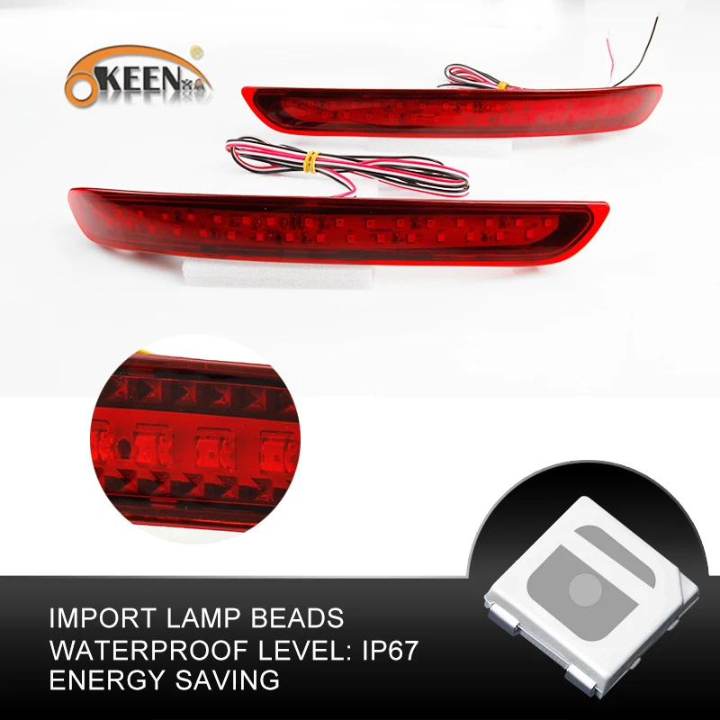 OKEEN 2pcs LED Tail Light For Toyota Innova 2015 2016 2017 Multi-functions Rear Bumper Reflector Light 12V Running Brake Lamps