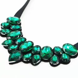 new crystal collar trendy necklaces & Pendants chains wedding accessories multi color glass choker long necklace women collares