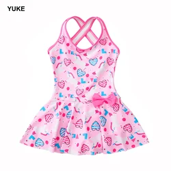 Girls Swimsuit Children Swimwear One-Piece Swimming Skirt Bikini Kids Summer Beach Wear Pattern Print Bathing Suit