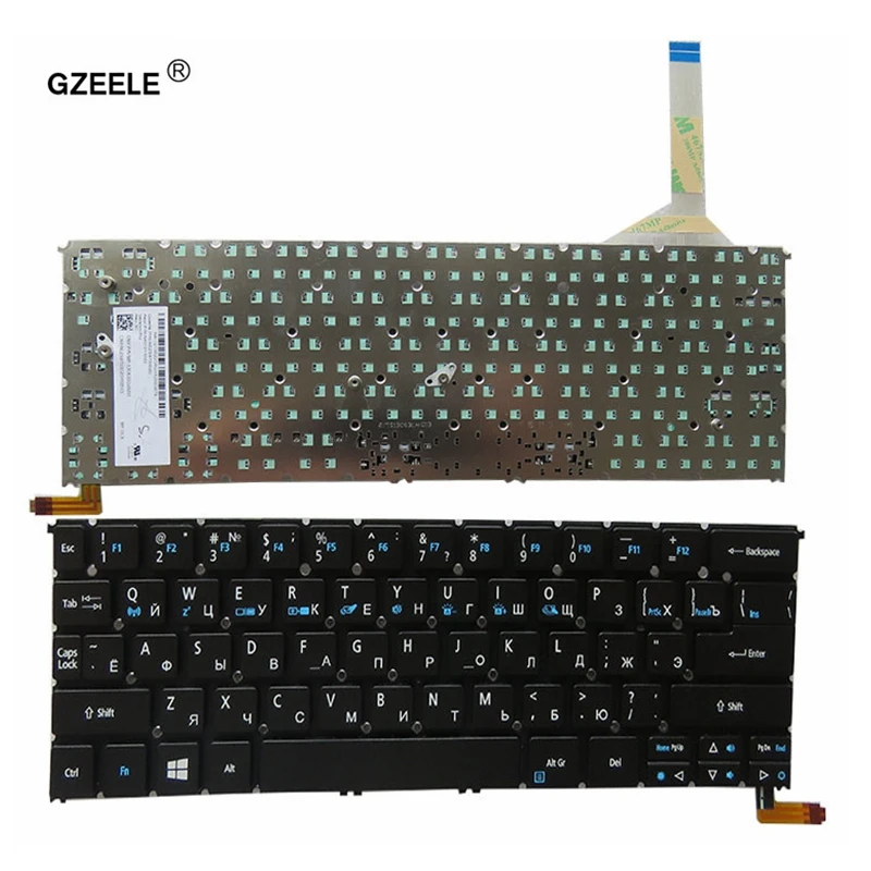 GZEELE new russian laptop keyboard for ACER S3-392 S3-392G R13 R7-371 R7-371T serie RU layout black notebook with Backlight