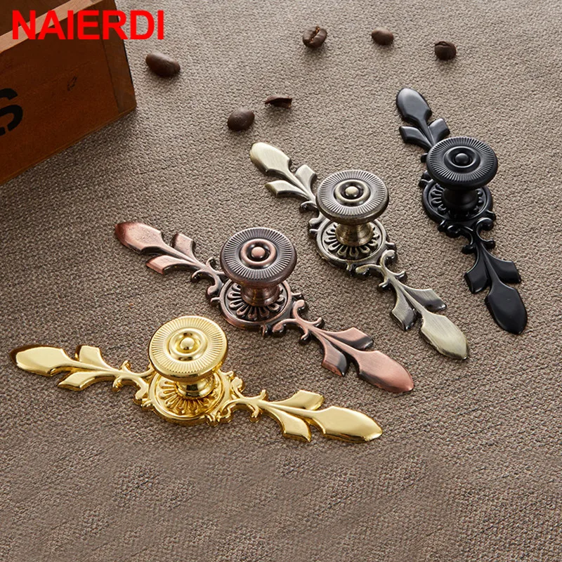 NAIERDI 120MM/170MM Bronze Handles Kitchen Door Cupboard Zinc Alloy European Wardrobe Furniture Drawer Pulls Cabinet Knobs