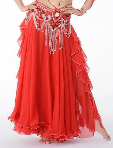 Hot Sale 11 Colors Chiffon Belly Dance Clothing 3 Layers Full Circle Long High Waist Maxi Women Skirts for Belly Dance