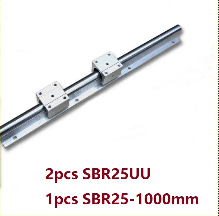 1pcs SBR25 - 1000mm linear guide support rail + 2pcs SBR25UU linear bearing blocks for cnc router