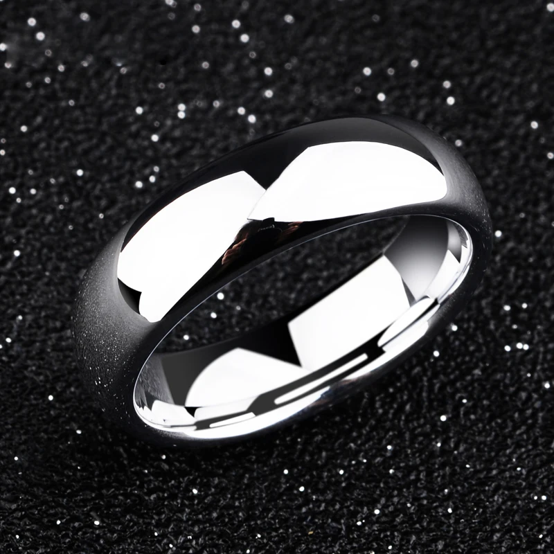Classic High Polished White Tungsten Wedding Rings for Couples 4mm/6mm Width Dome Band Comfort Fit Band 4-12 Free Shipping