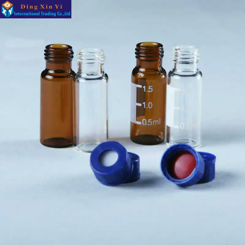 100pcs/lot 1.5/2ml Brown HPLC autosampler headspace vials No Graduated screw chromatographic bottle,Suitable for Agilent Waters