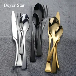 8-24PCS Buyer Star Stylish Tableware Set Flatware Cutlery Stainless Steel Utensils Kitchen Dinnerware Include Knife Fork Spoon