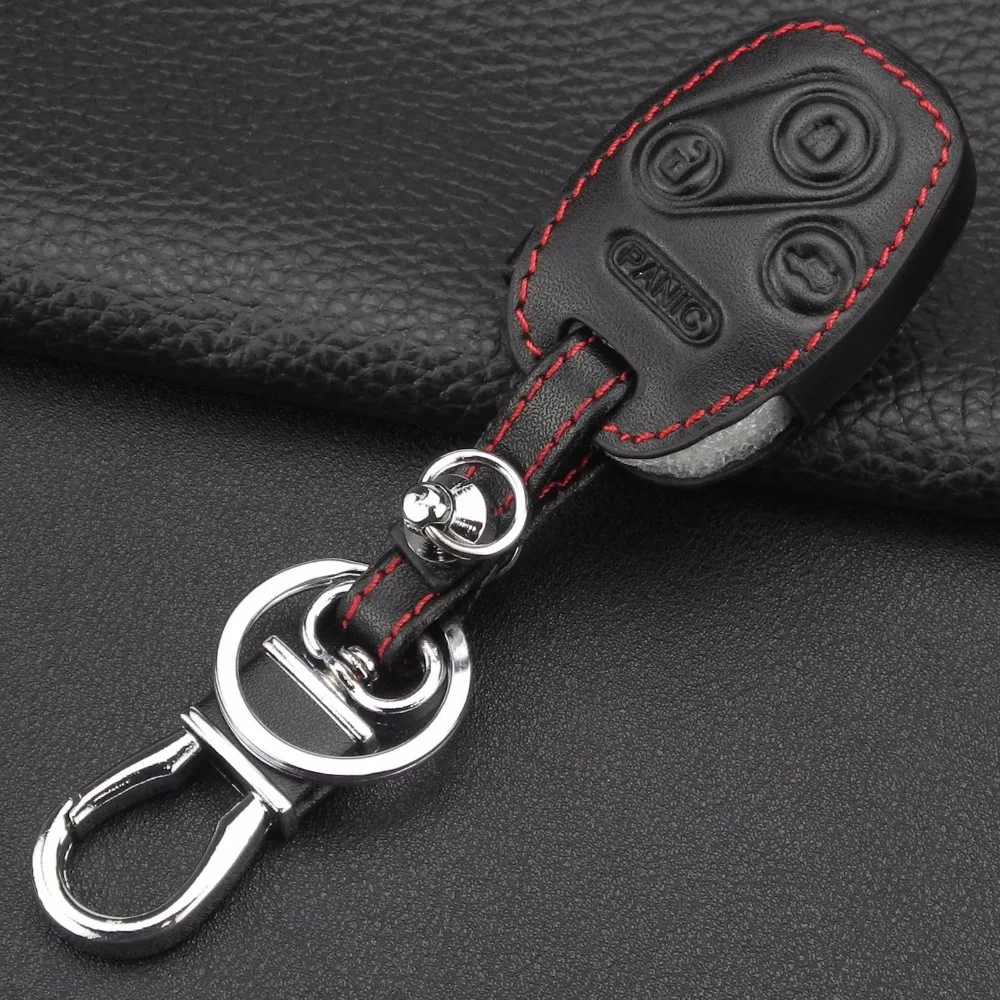 jingyuqin Remote Leather Key Case Cover For Honda Accord CR-V Civic Insight Ridgeline 4 Buttons 3 Button+Panic New Holder Cover