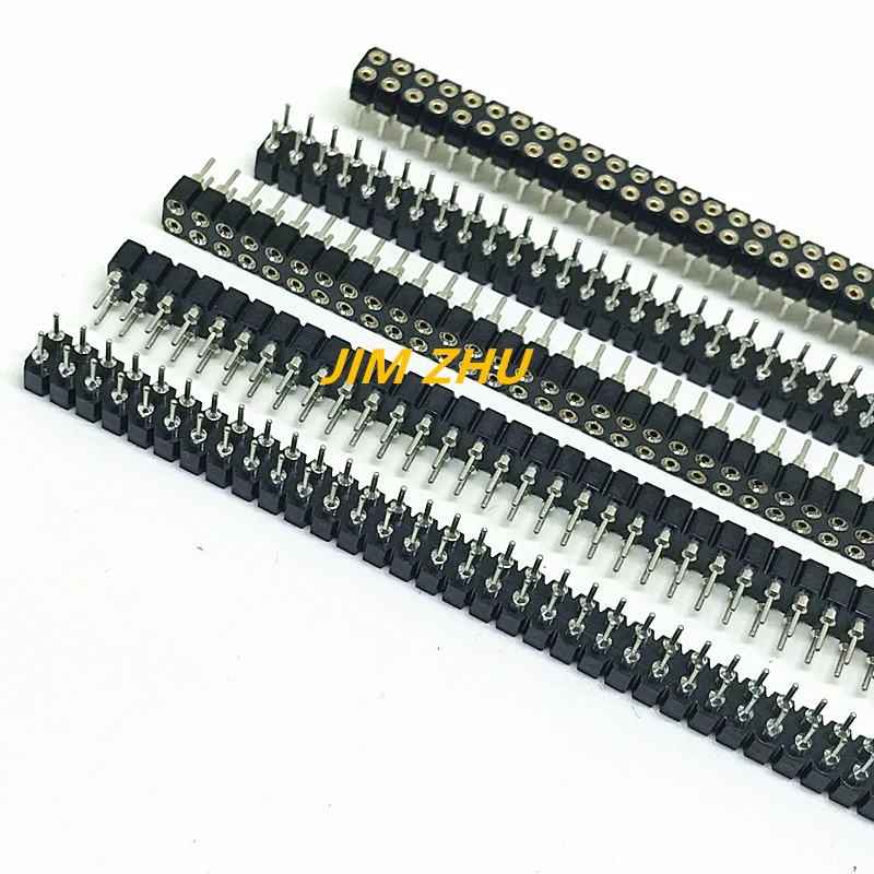 redondo femea encabecamento dupla fileira 40pin buraco redondo femea pino encabecamento 254 mm 2x40p pino redondo conector 100 pecas 254 mm 01