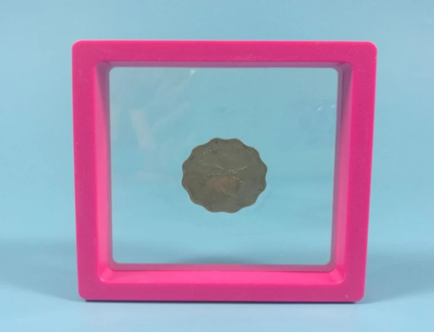 

100pcs/lot 7x7x2cm Plastic Suspended Floating Display Case Earring Coin Gems Ring Jewelry Storage PET Membrane Stand Holder Box