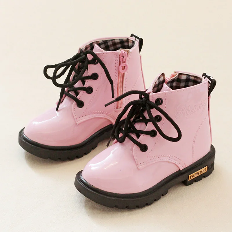 Botas de piel sintética para niño y niña, zapatos cálidos para la nieve, a la moda, para primavera y otoño