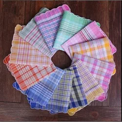 12 stuks Willekeurige Kleur Womens Dames Katoen Zacht Gedrukt Zakdoek Gemengde Kleur Plaid Pocket Plein Zakdoeken 28x28cm BBB1062