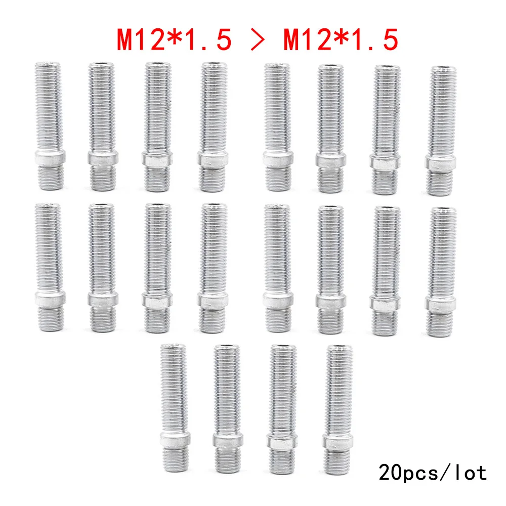 20PCS 12*1.5 TO 12*1.5 New Racing Car Wheel Stud Conversion Tall Lug Bolts To Studs 58MM TT101106