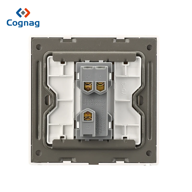 Cognag 1 Gang 2 Arah Dinding Lampu Push Button Mewah Putih PC Panel Lebar Rocker Saklar Manual