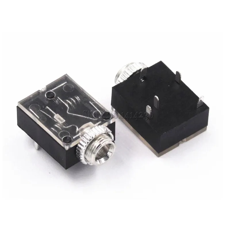 100Pcs 5 Pin 3.5mm Stereo Audio Jack Socket PCB Panel Mount for Headphone With Nut PJ-324M