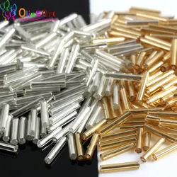 OlingArt Gold Silver Color 20g/Lot Silver Color-Lined Glass Seed Beads 9mm/11mm  Bugle Tube Bracelet DIY Jewelry Making