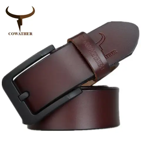Men’s Leather Belt with Black Buckle COWATHER