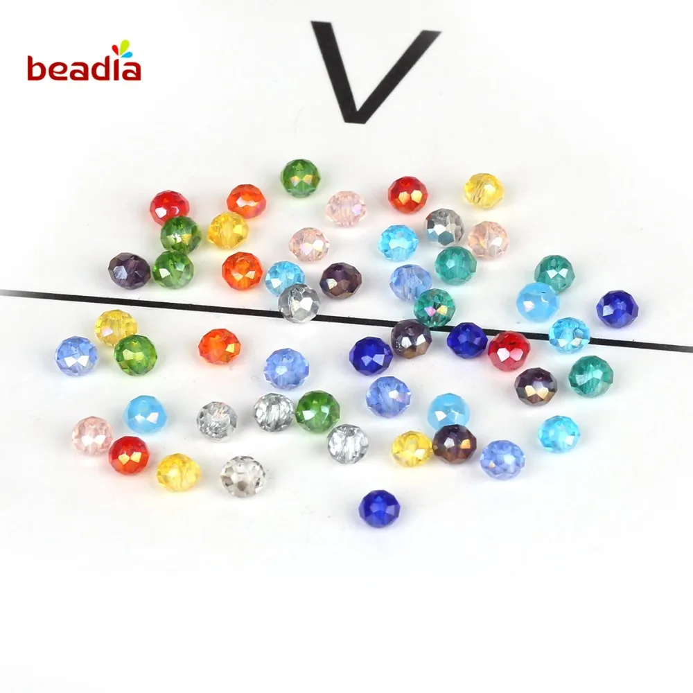 2mm Multicolor Czech Loose Rondelle Crystal Glass Wheels Beads Approx 195pcs For DIY Jewelry Crafts Sewing Clothing Accessories