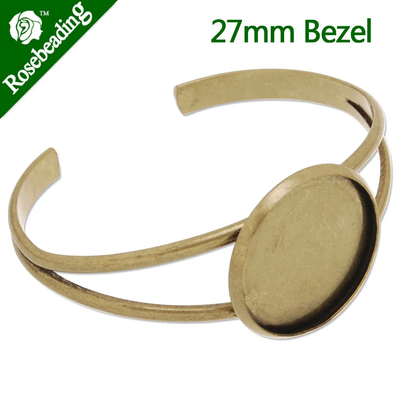 Bracelet Setting With 27MM Flat Round Pad,Cuff,Adjustable,Antique Bronze Plated,Lead Free And Nickel Free,Sold 10PCS Per Lot