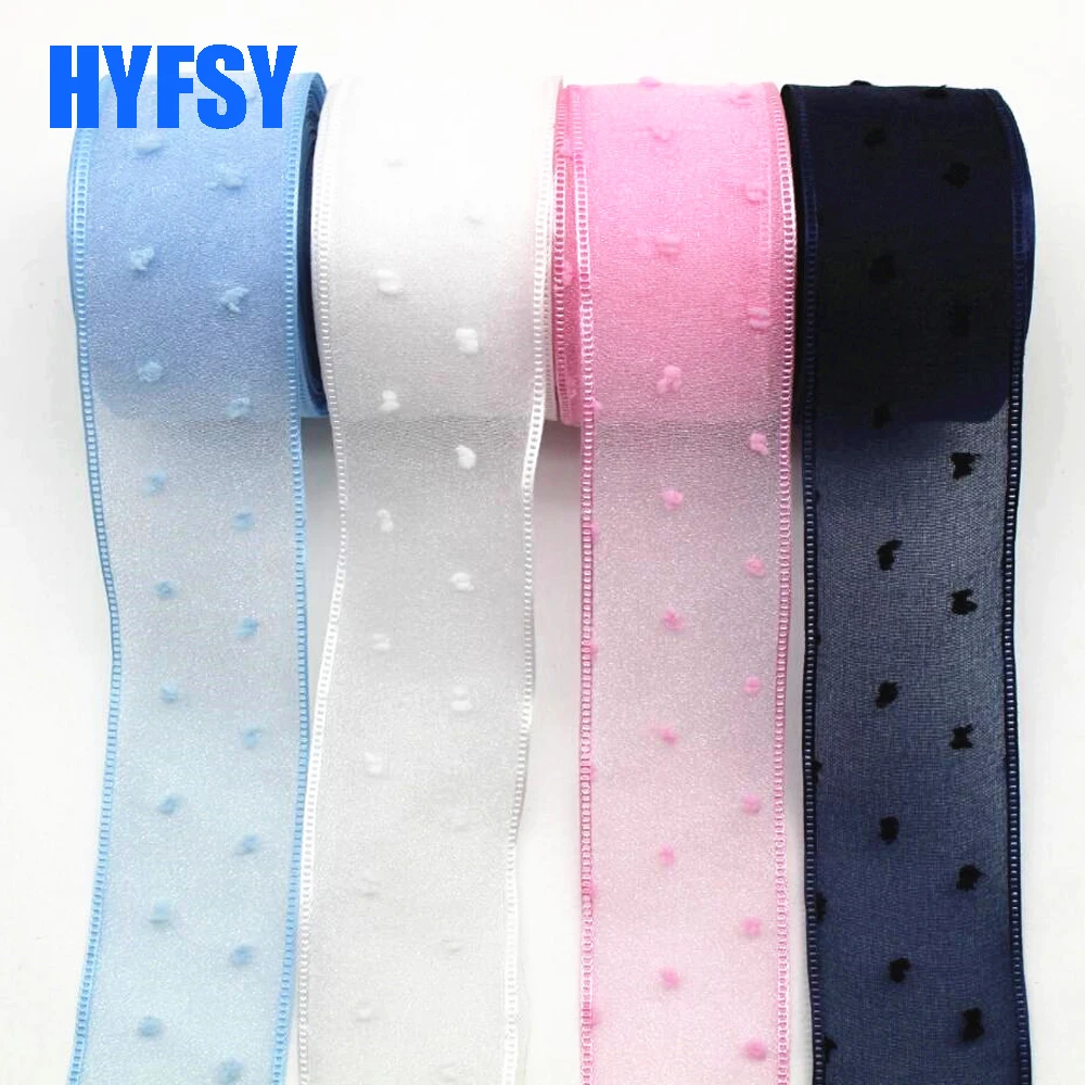 20 Yards 40MM Dots Double Pile Point Tulle Ribbon DIY Handmade Materials Home Decoration Gift Wrapping Doll Wedding Bows Layer