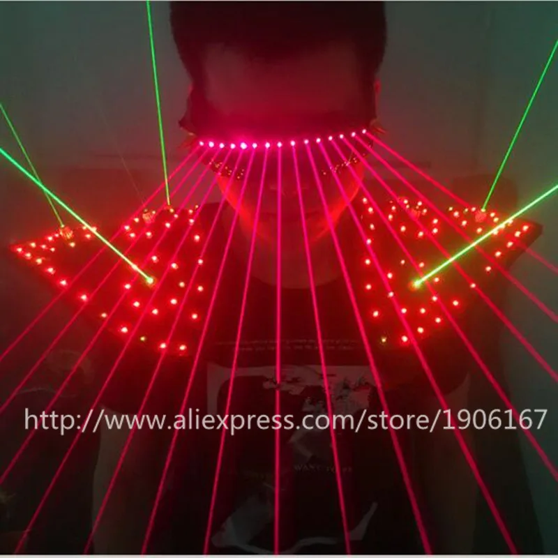 

New Design Red Led Luminous Shoulder Green Laser Man Show Shoulder And Red Laserman Glasses Party Dancer Singer DJ Stage Wears