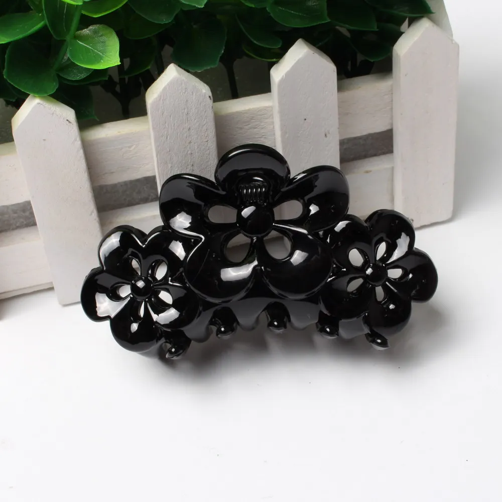 9cm Large flower Plastic Hair Claws for Women Thick Hair Curved Hair Jaw Clips Crab Clamp Grasp Accessories Girls Hairwear