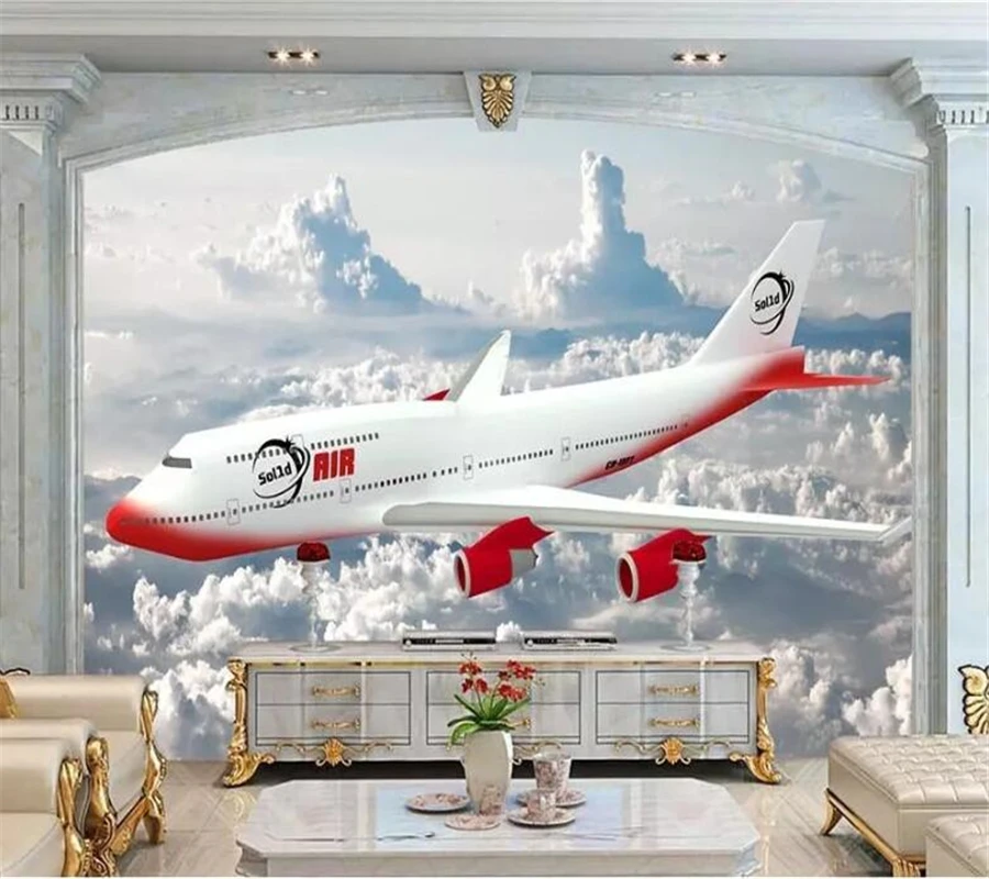 beibehang Custom wallpaper 3d photo murals European fresh red airplane wallpaper living room bedroom restaurant wallpaper mural