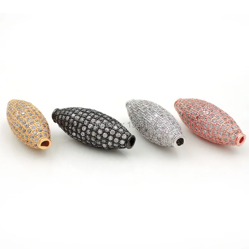 

28*12*12mm Micro Pave Clear CZ Chubby Beads Fit For Making DIY Bracelets Or Necklaces Jewelry