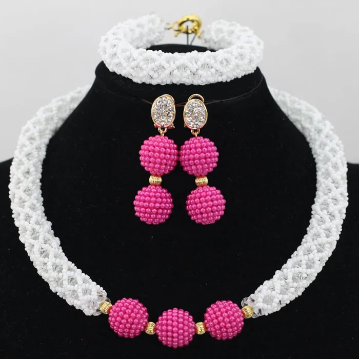 Latest Gold Crystal Beads African Jewellery Set Women Christmas Gift Nigerian Party Beads Necklace Sets Free Shipping ABF949