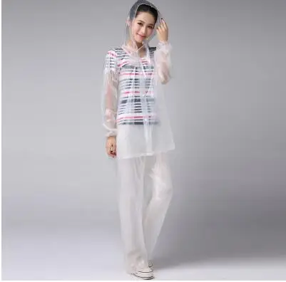 Fashion transparent raincoat suits plastic adult waterproof Split clothing outdoor