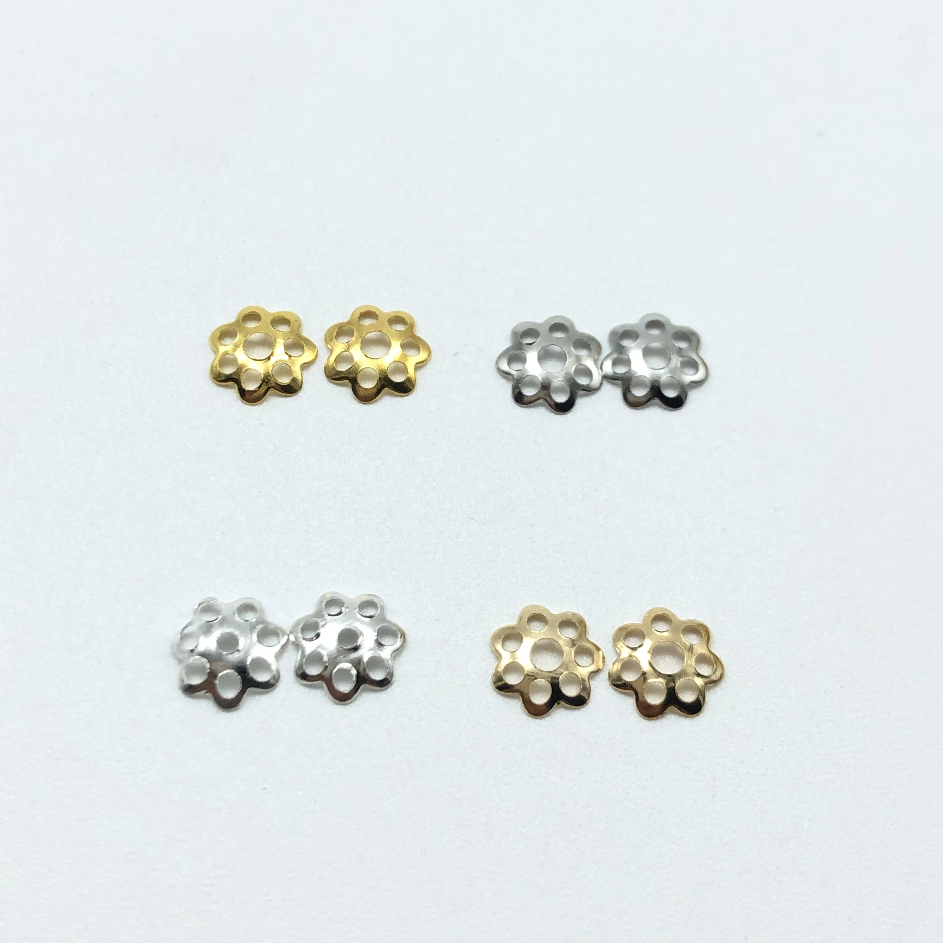 JunKang 1000pcs/lot 6mm 8MM Silver/Gold Flower petal End Spacer Caps Charms Bead Cups Making Spaced Apart Jewelry findings