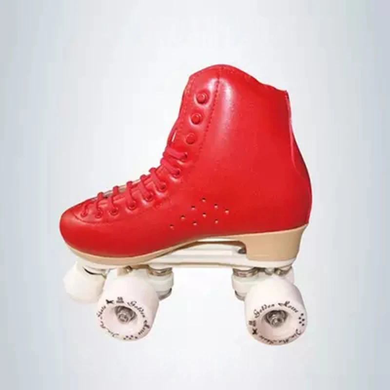 Chaussures de patins à roulettes à deux lignes pour enfants et adultes, baskets à roulettes doubles, 4 roues en PU, cuir de vachette, unisexe, IB47