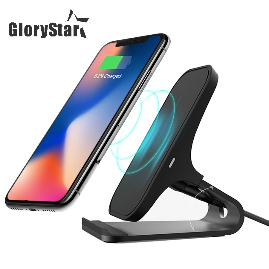 

10W Fast Wireless Charger for Samsung Galaxy S8 S7 Note 5 Aluminum Alloy Qi Wireless Charging Stand for iPhone 8 10 11 max Plus