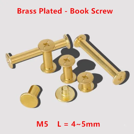 

100pcs M5 Book Screws M5*4/5/6/8/10/12/15/20/25/30mm Chicago Screw Account Picture Book Butt Screws Snap Rivets Blinding Nails