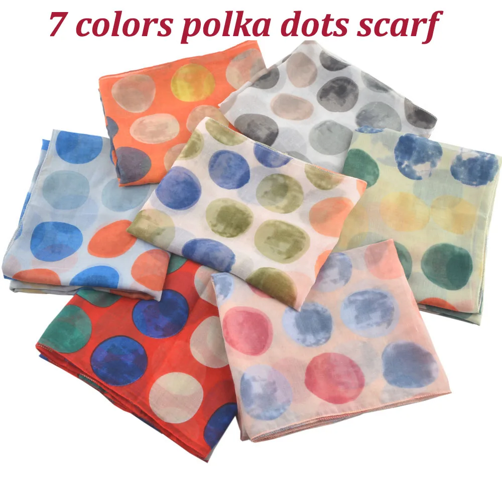 

Moda Mujer Polka Dots Scarf,British Style,Viscose Spring Muslim Hijab,Shawls and Scarves,Summer Beach Scarves,Printed Cape Women