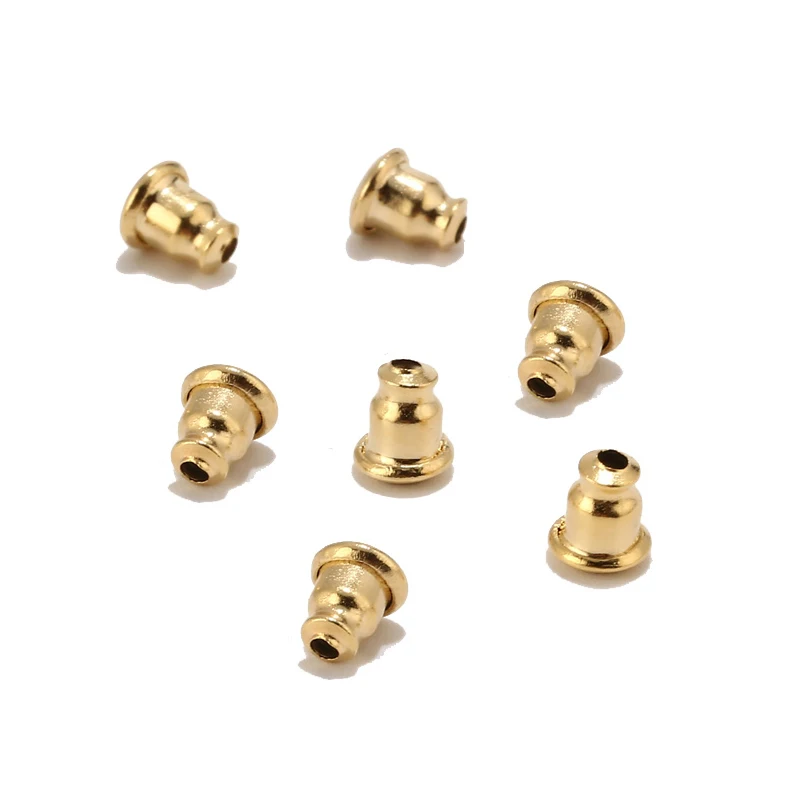 נירוסטה כדור קשה גב עגיל חיבור חסום גומי אוזן חזרה DIY עגילי תכשיטי ביצוע אביזרי זהב