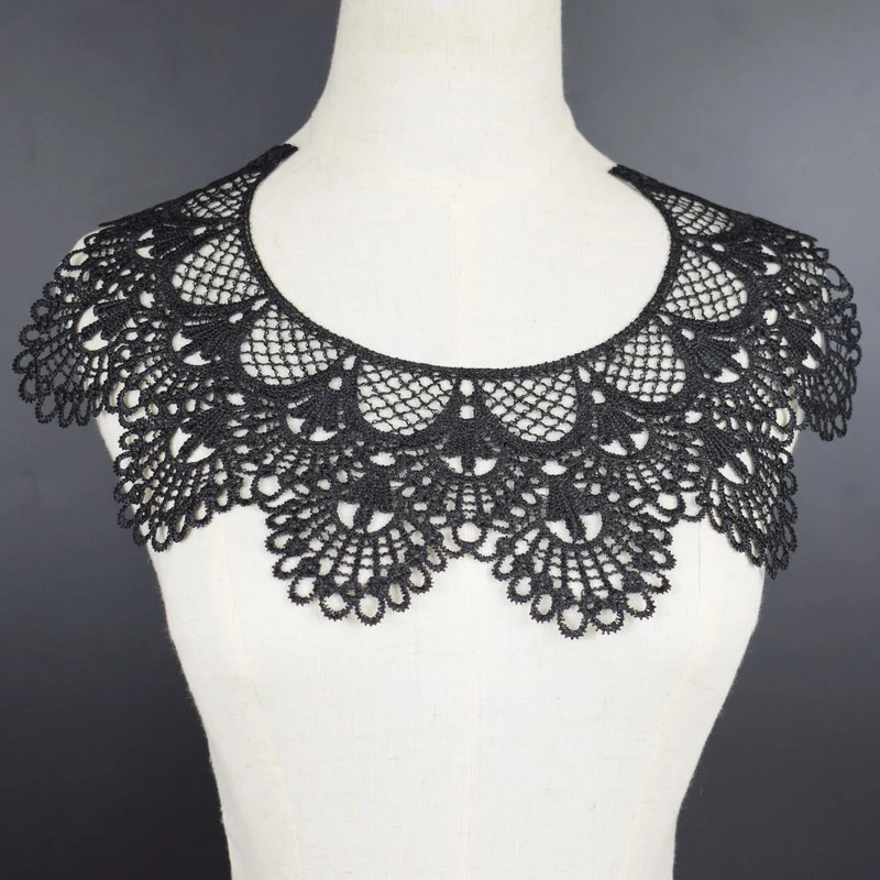 White collar Venise Floral Embroidered Applique Trim Decorated Lace Neckline Collar Sewing Scrapbooking BW137